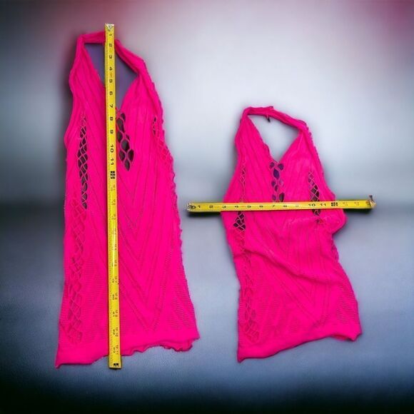 Feels Good on! l Buy 1 Get 1 Hot pink l Mesh Halter Top l High-stretch l S/M New - Picture 4 of 9
